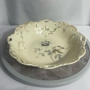Vintage Elfenbein Germany Porcelain Bowl Floral Scalloped Edges 10.5” Decor Dish